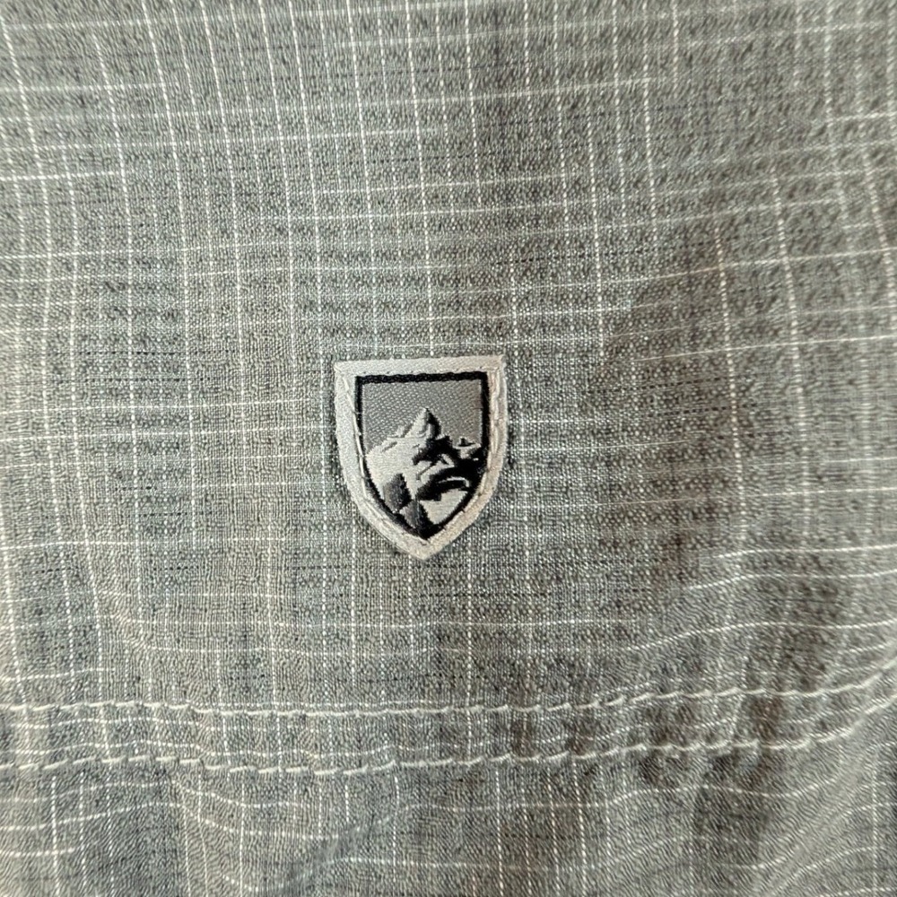 Kuhl Button Down Shirt Mens Small Grey Tapered Fit Short‎ Sleeve Grid Pattern - Picture 7 of 8